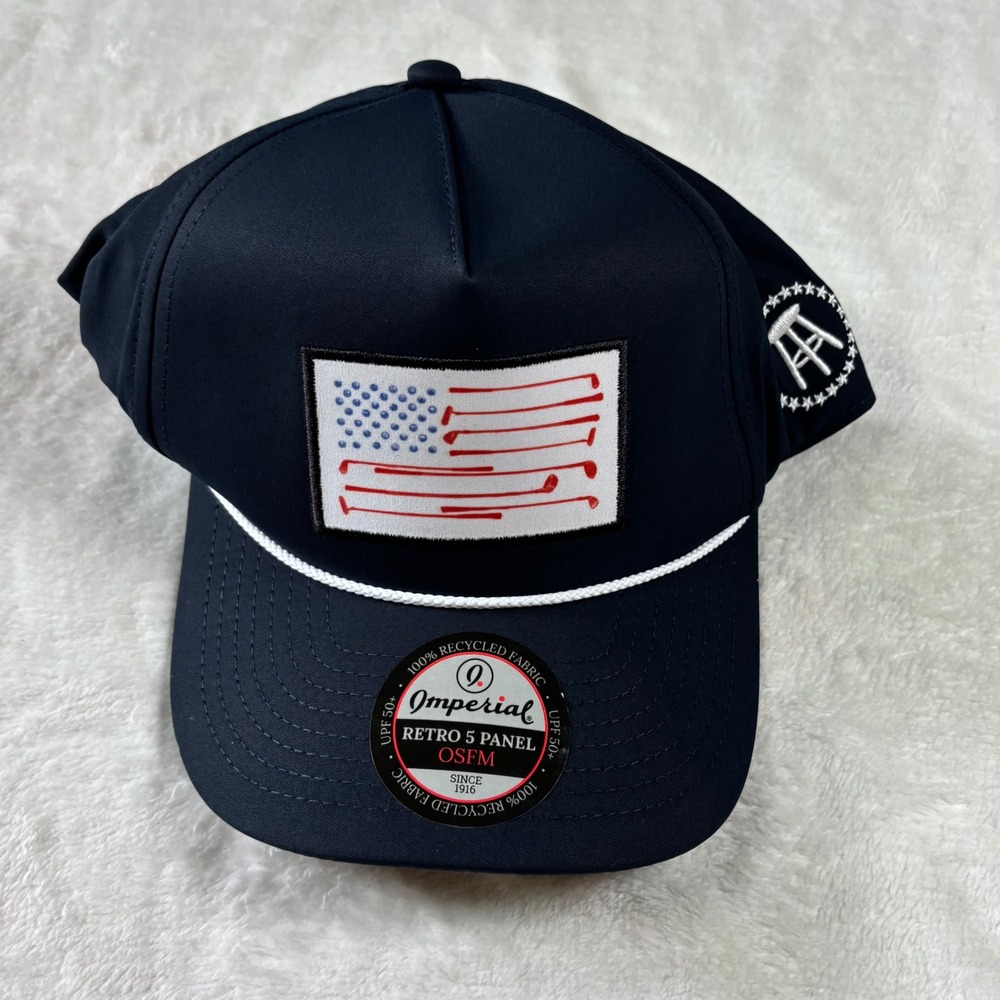 Imperial Barstool Sports Golf Club American Flag Rope Hat Navy Blue Snapback Cap